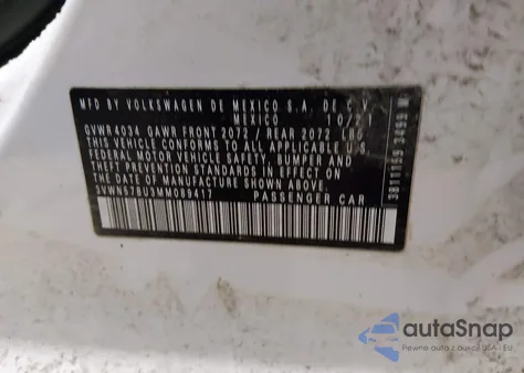 2021 Volkswagen Jetta 1.4T R-Line/1.4T S z USA, uszkodzony, nr VIN 3VWN57BU3MM089417